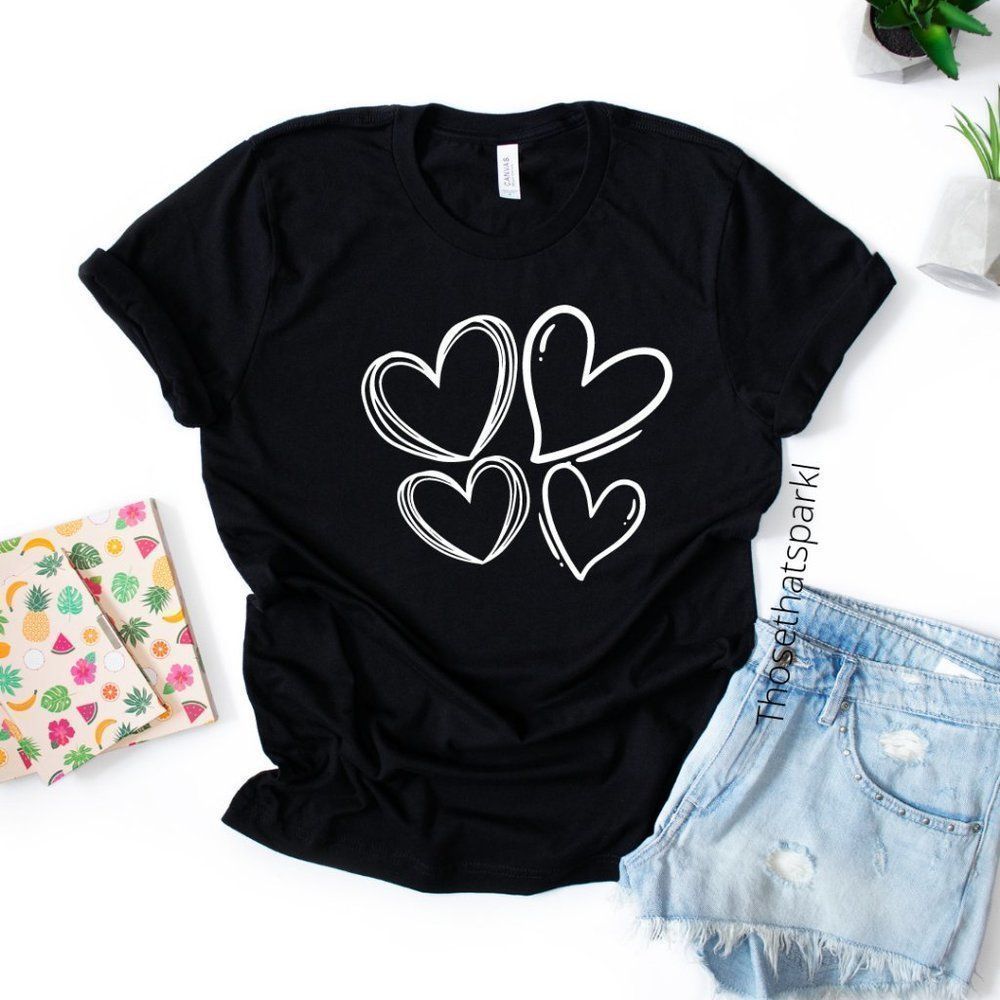 Heart print T-shirt, Valentines day t-shirt, cute T-shirt, Gift for her